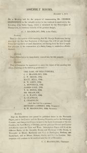 Committee for the Renumeration of George Stephenson for hi